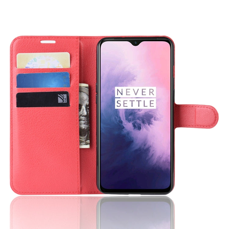 Litchi Texture Horizontal Flip Leather Case for OnePlus 7, with Holder & Card Slots & Wallet