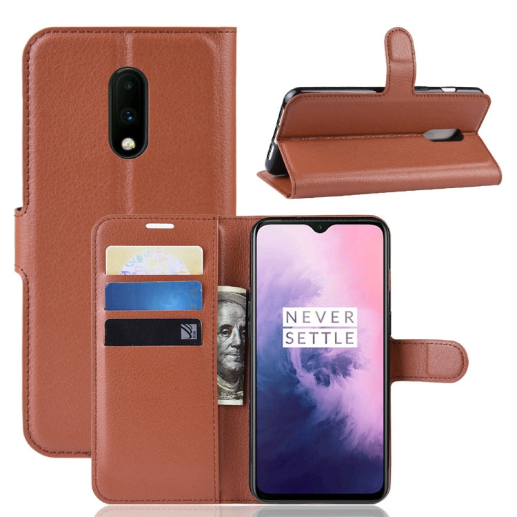 Litchi Texture Horizontal Flip Leather Case for OnePlus 7, with Holder & Card Slots & Wallet