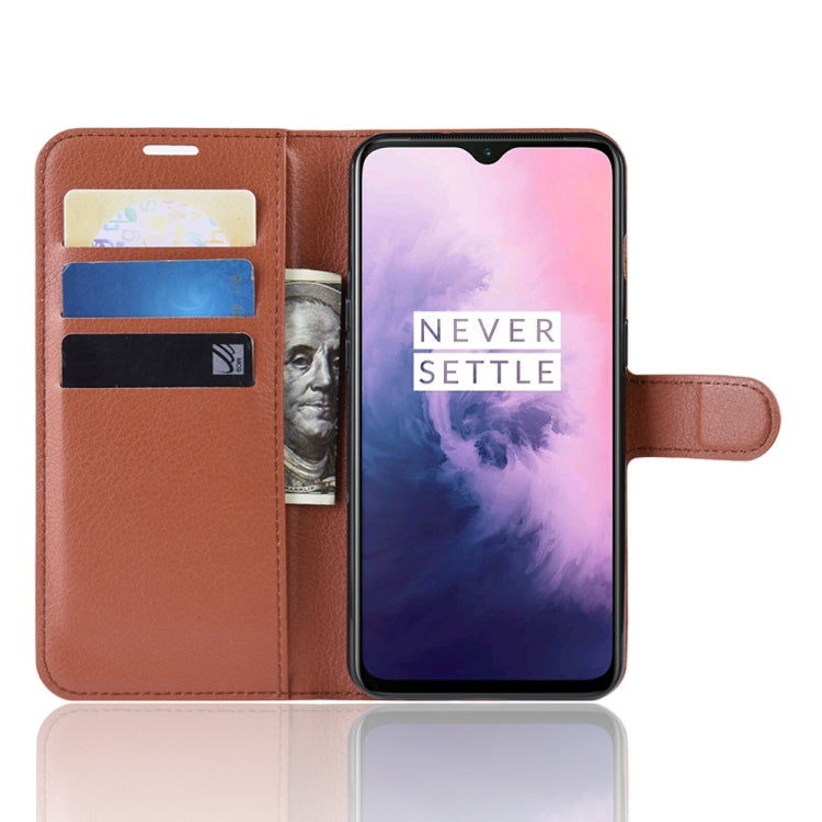 Litchi Texture Horizontal Flip Leather Case for OnePlus 7, with Holder & Card Slots & Wallet