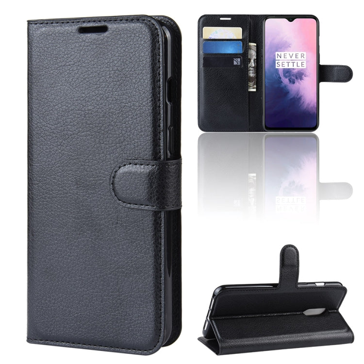 Litchi Texture Horizontal Flip Leather Case for OnePlus 7, with Holder & Card Slots & Wallet