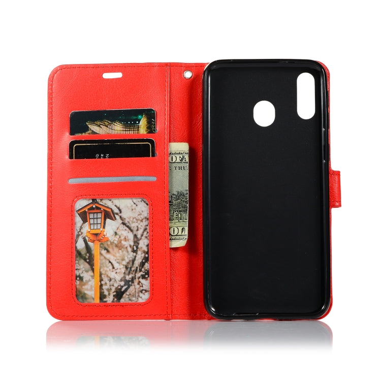 Crazy Horse Texture Horizontal Flip Leather Case with Holder & Card Slots & Wallet & Photo Frame for Galaxy  M20