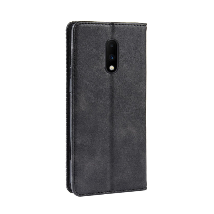 Magnetic Buckle Retro Crazy Horse Texture Horizontal Flip Leather Case for OnePlus 7, with Holder & Card Slots & Photo Frame