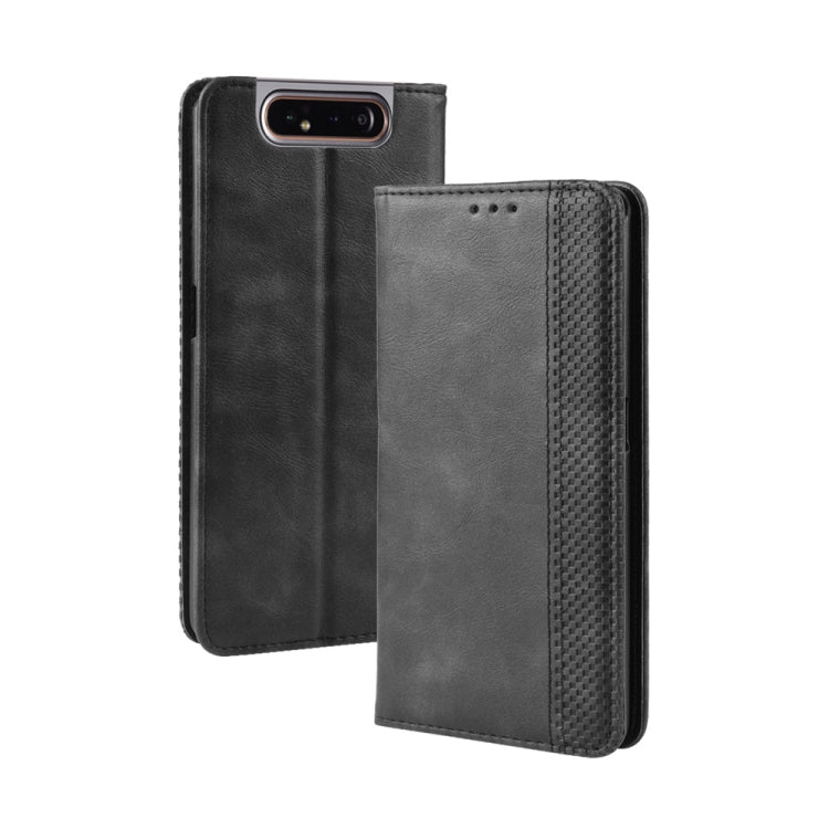 Magnetic Buckle Retro Crazy Horse Texture Horizontal Flip Leather Case for Galaxy A80 / A90, with Holder & Card Slots & Photo Frame
