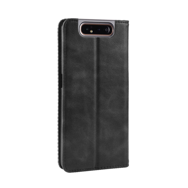 Magnetic Buckle Retro Crazy Horse Texture Horizontal Flip Leather Case for Galaxy A80 / A90, with Holder & Card Slots & Photo Frame