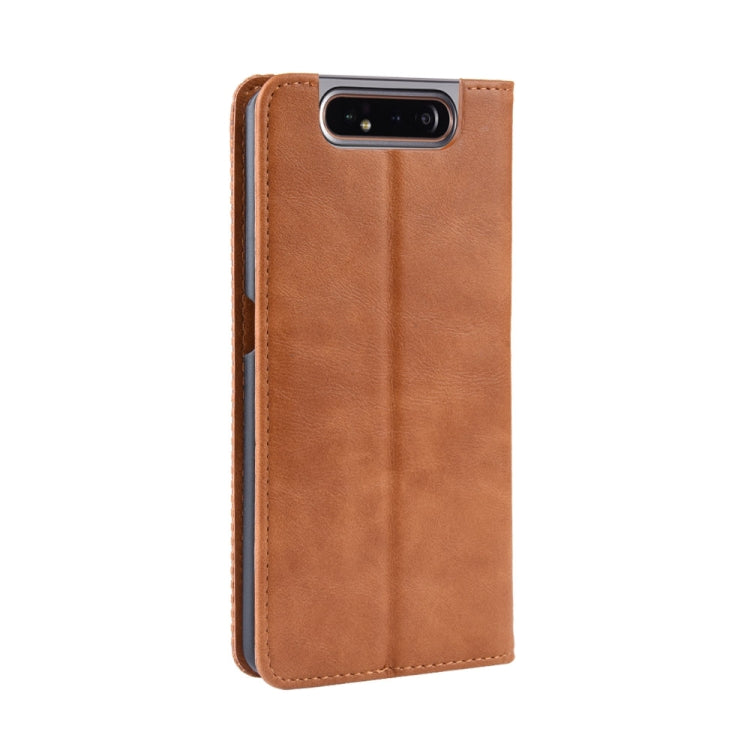 Magnetic Buckle Retro Crazy Horse Texture Horizontal Flip Leather Case for Galaxy A80 / A90, with Holder & Card Slots & Photo Frame