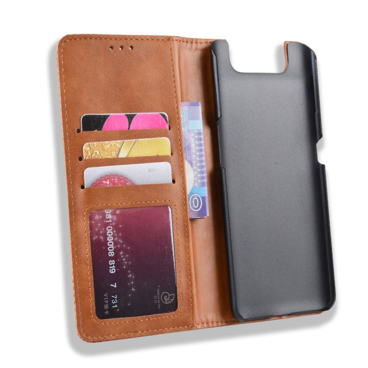 Magnetic Buckle Retro Crazy Horse Texture Horizontal Flip Leather Case for Galaxy A80 / A90, with Holder & Card Slots & Photo Frame