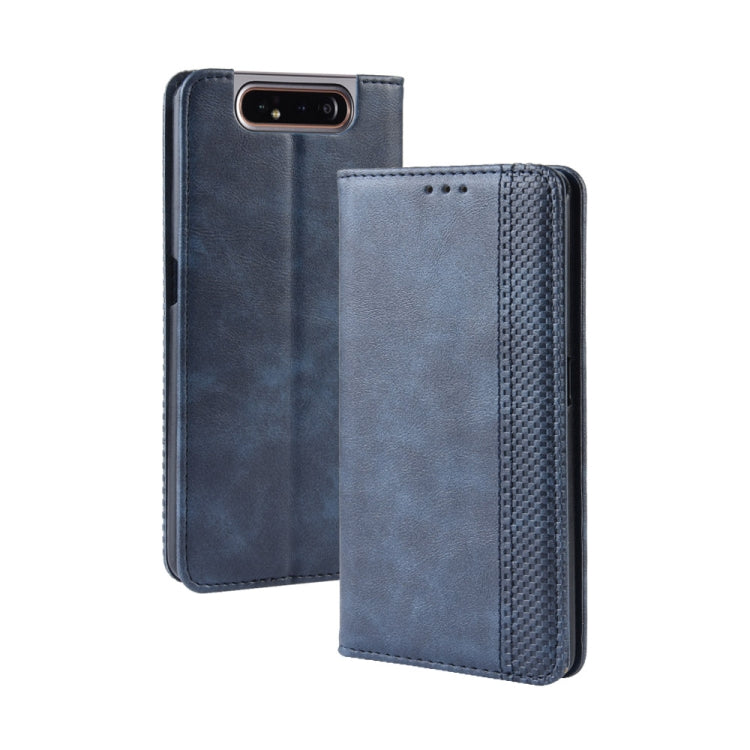 Magnetic Buckle Retro Crazy Horse Texture Horizontal Flip Leather Case for Galaxy A80 / A90, with Holder & Card Slots & Photo Frame