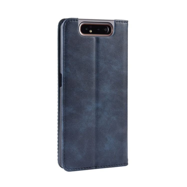 Magnetic Buckle Retro Crazy Horse Texture Horizontal Flip Leather Case for Galaxy A80 / A90, with Holder & Card Slots & Photo Frame