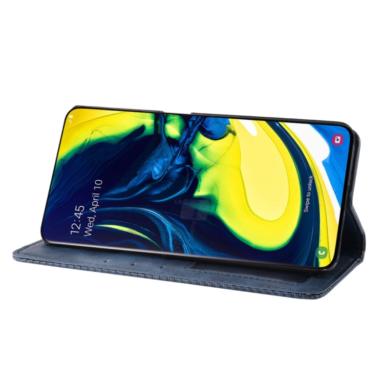 Magnetic Buckle Retro Crazy Horse Texture Horizontal Flip Leather Case for Galaxy A80 / A90, with Holder & Card Slots & Photo Frame