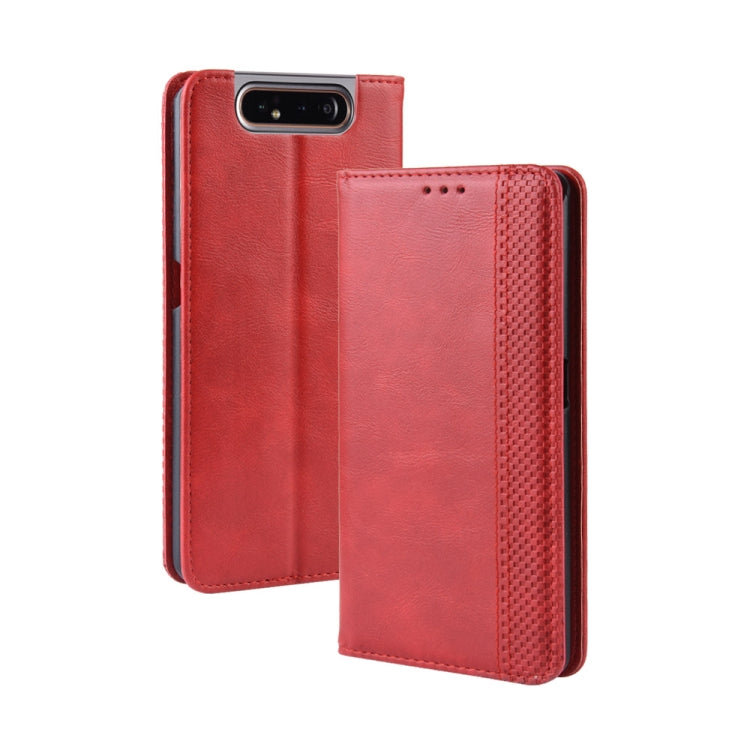 Magnetic Buckle Retro Crazy Horse Texture Horizontal Flip Leather Case for Galaxy A80 / A90, with Holder & Card Slots & Photo Frame