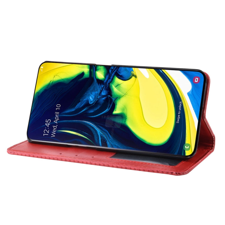 Magnetic Buckle Retro Crazy Horse Texture Horizontal Flip Leather Case for Galaxy A80 / A90, with Holder & Card Slots & Photo Frame