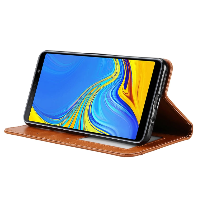 Knead Skin Texture Horizontal Flip Leather Case for Galaxy A7 (2018) / A750, with Photo Frame & Holder & Card Slots & Wallet