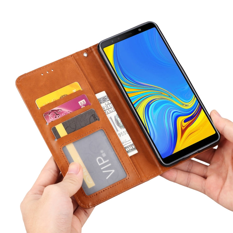 Knead Skin Texture Horizontal Flip Leather Case for Galaxy A7 (2018) / A750, with Photo Frame & Holder & Card Slots & Wallet