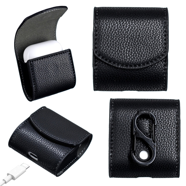 Lychee Wireless Bluetooth Headset Charging Box Leather Case for Apple Airpods