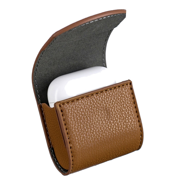 Lychee Wireless Bluetooth Headset Charging Box Leather Case for Apple Airpods