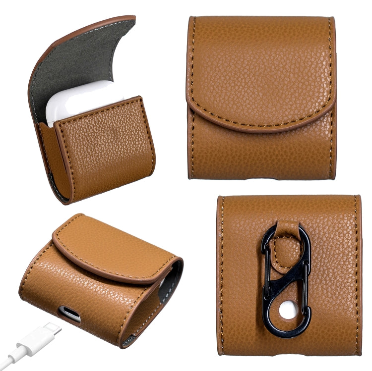 Lychee Wireless Bluetooth Headset Charging Box Leather Case for Apple Airpods