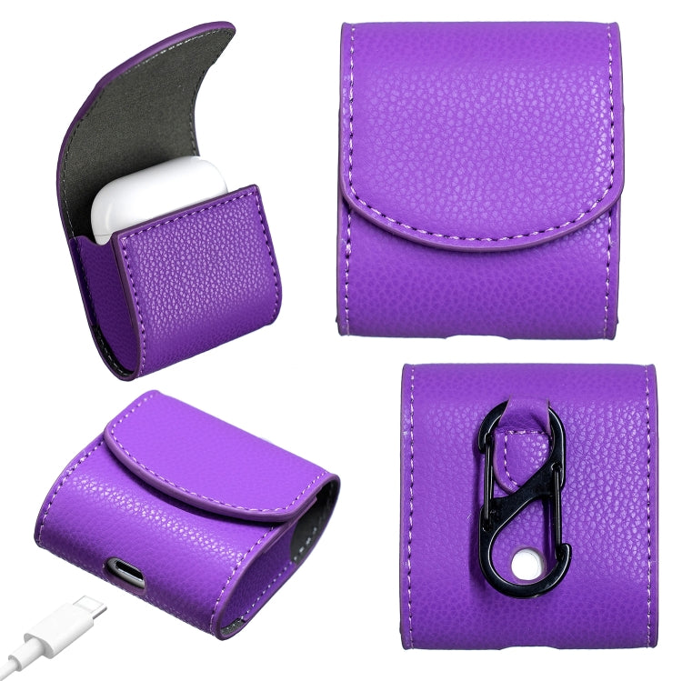 Lychee Wireless Bluetooth Headset Charging Box Leather Case for Apple Airpods