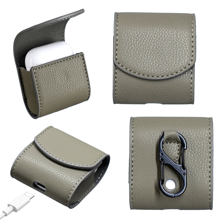 Lychee Wireless Bluetooth Headset Charging Box Leather Case for Apple Airpods
