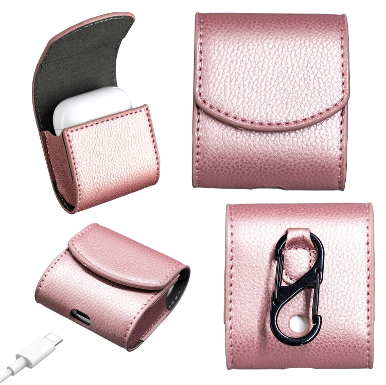 Lychee Wireless Bluetooth Headset Charging Box Leather Case for Apple Airpods