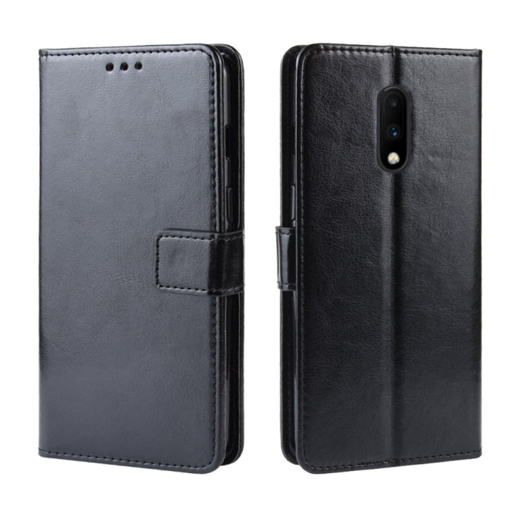Retro Crazy Horse Texture Horizontal Flip Leather Case for OnePlus 7, with Holder & Card Slots & Photo Frame