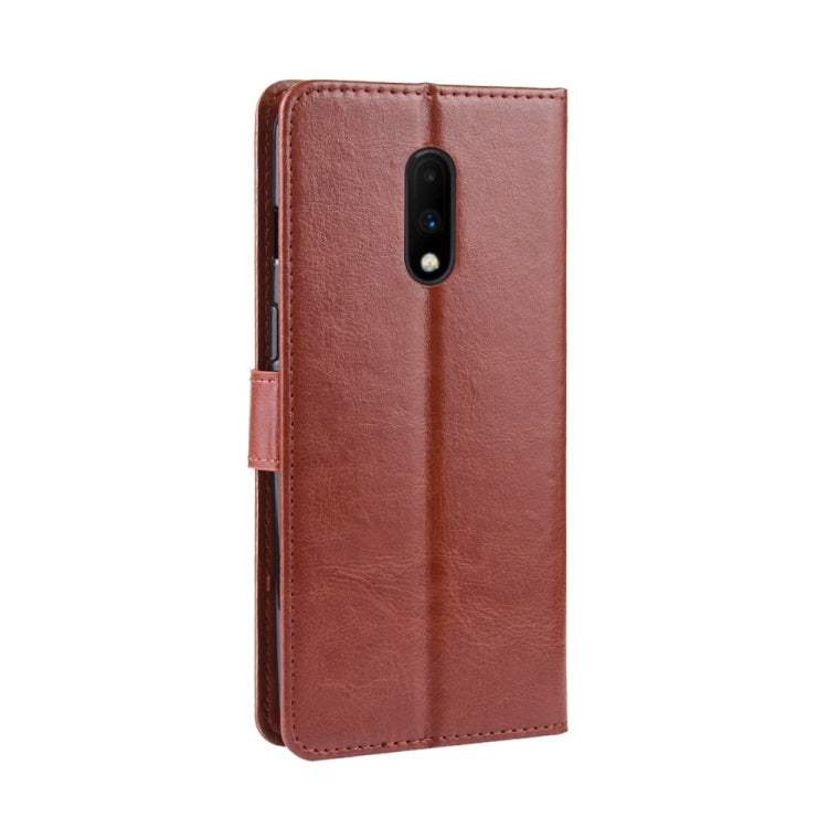 Retro Crazy Horse Texture Horizontal Flip Leather Case for OnePlus 7, with Holder & Card Slots & Photo Frame