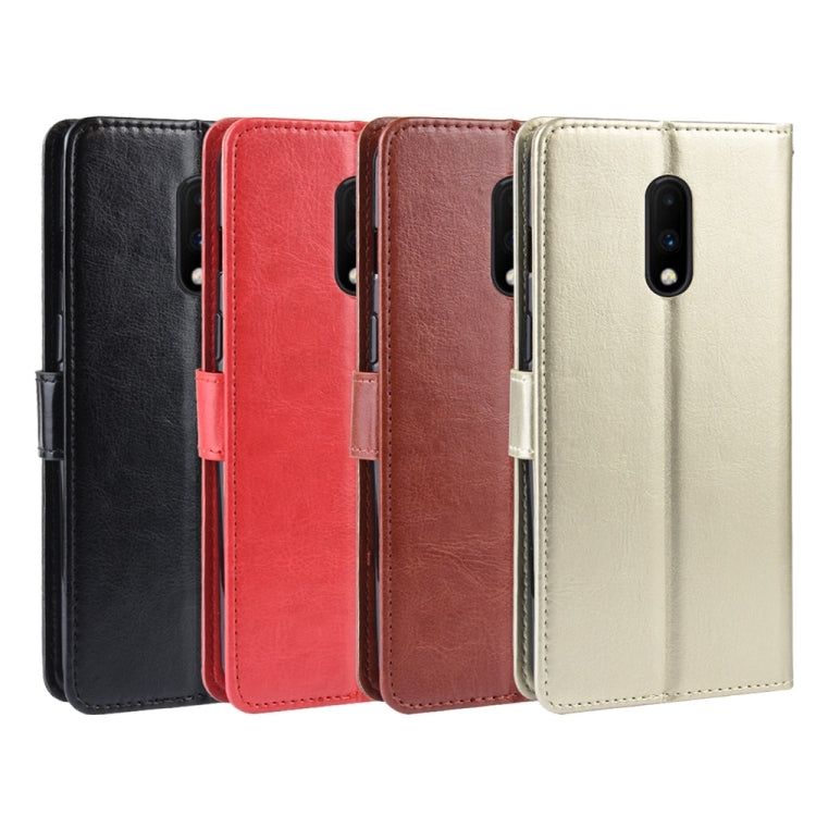 Retro Crazy Horse Texture Horizontal Flip Leather Case for OnePlus 7, with Holder & Card Slots & Photo Frame