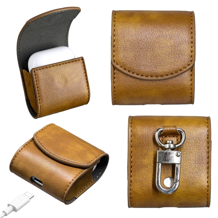 Oil Pattern Wireless Bluetooth Headset Charging Box Leather Case for Apple Airpods