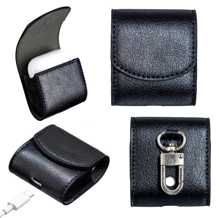 Oil Pattern Wireless Bluetooth Headset Charging Box Leather Case for Apple Airpods
