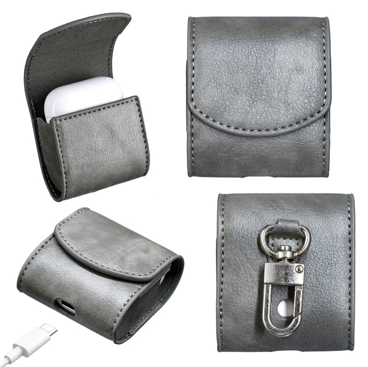 Oil Pattern Wireless Bluetooth Headset Charging Box Leather Case for Apple Airpods