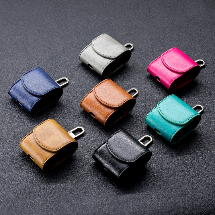 Oil Pattern Wireless Bluetooth Headset Charging Box Leather Case for Apple Airpods