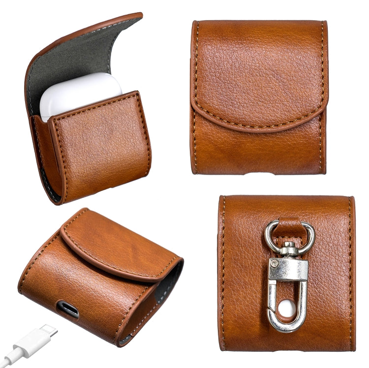 Oil Pattern Wireless Bluetooth Headset Charging Box Leather Case for Apple Airpods