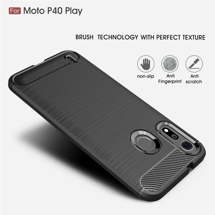 Brushed Texture Carbon Fiber TPU Case for Motorola MOTO P40 Play