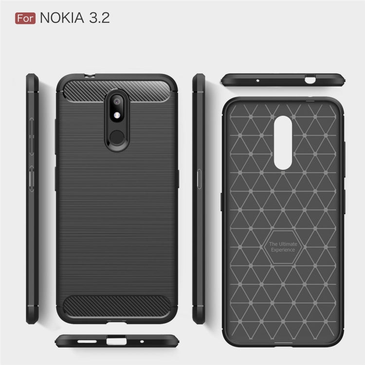 Brushed Texture Carbon Fiber TPU Case for Nokia 3.2(Black)