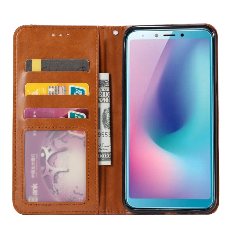 Knead Skin Texture Horizontal Flip Leather Case for Galaxy A6s, with Photo Frame & Holder & Card Slots & Wallet