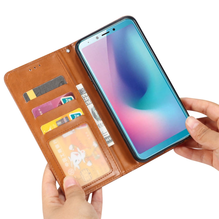 Knead Skin Texture Horizontal Flip Leather Case for Galaxy A6s, with Photo Frame & Holder & Card Slots & Wallet