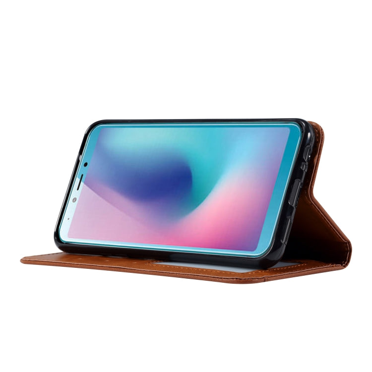 Knead Skin Texture Horizontal Flip Leather Case for Galaxy A6s, with Photo Frame & Holder & Card Slots & Wallet