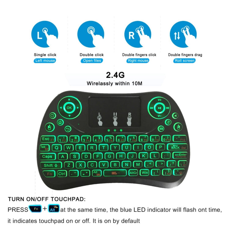 I8 Max 2.4GHz Mini Wireless Keyboard with Touchpad Rechargeable Fly Air Mouse Smart Game 3-color Backlit