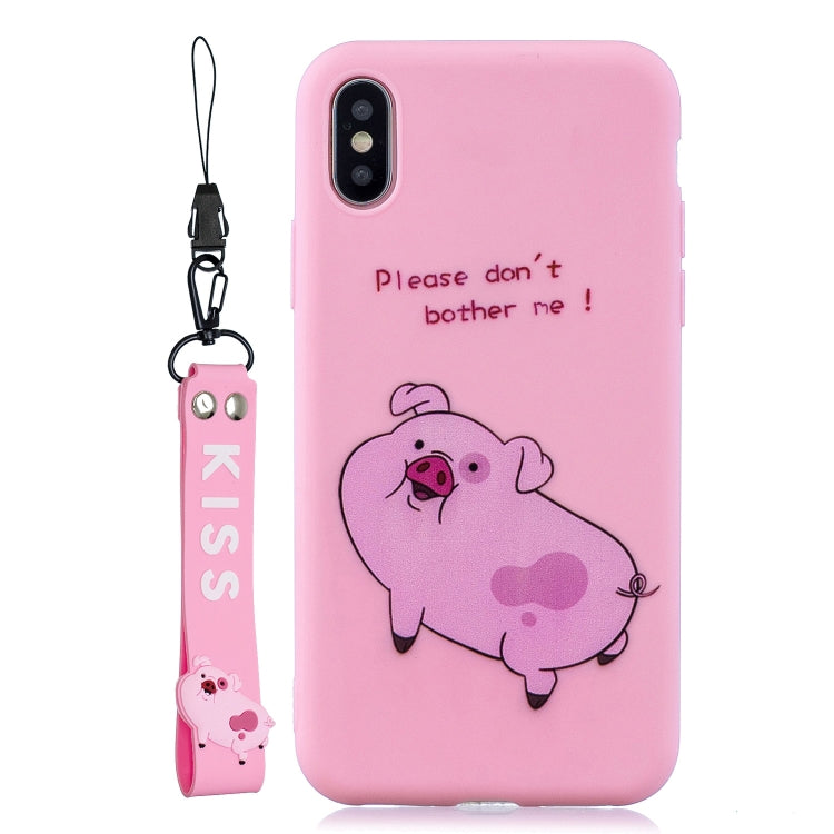 For iPhone XS Max Shockproof Protector Cover Full Coverage Silicone Case, Color:Pink pig