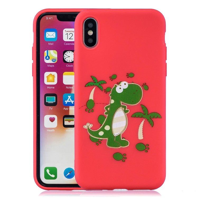 For iPhone XS Max Shockproof Protector Cover Full Coverage Silicone Case, Color:Dinosaur