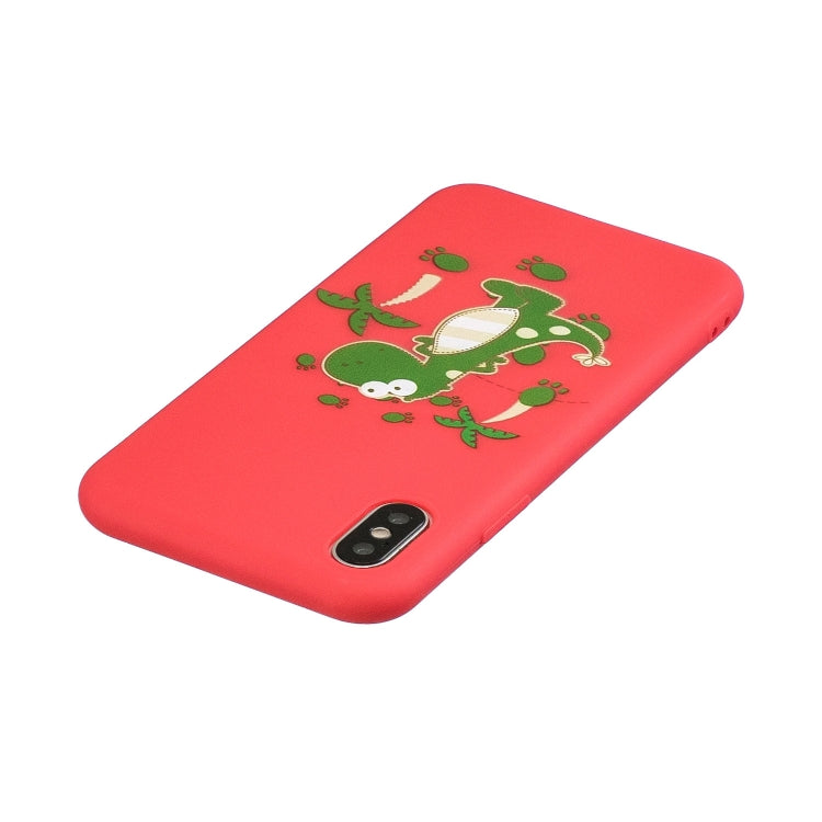 For iPhone XS Max Shockproof Protector Cover Full Coverage Silicone Case, Color:Dinosaur