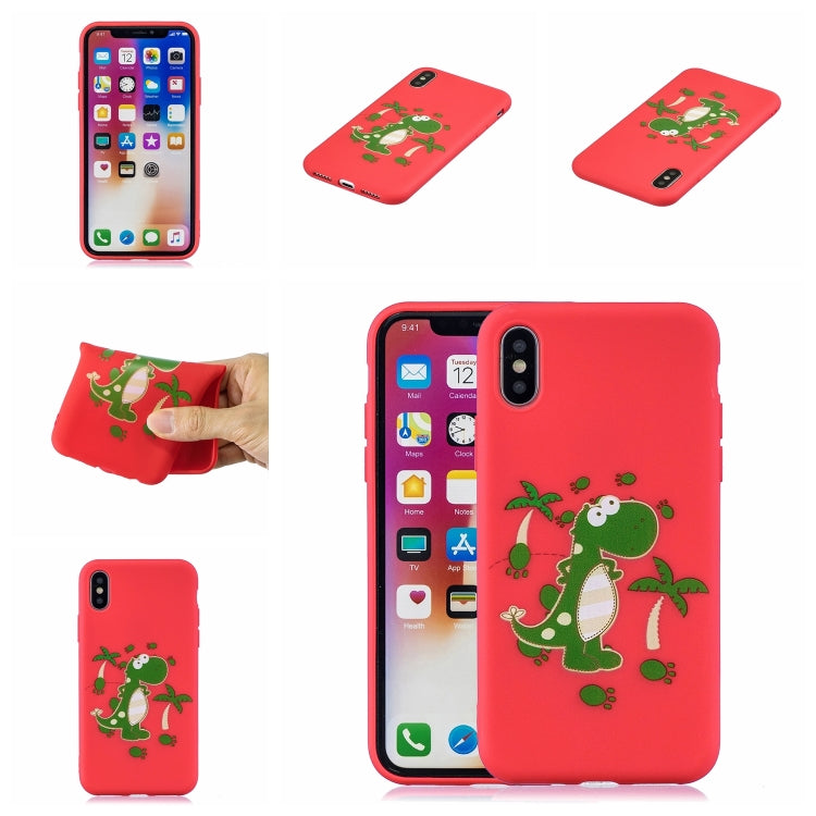 For iPhone XS Max Shockproof Protector Cover Full Coverage Silicone Case, Color:Dinosaur