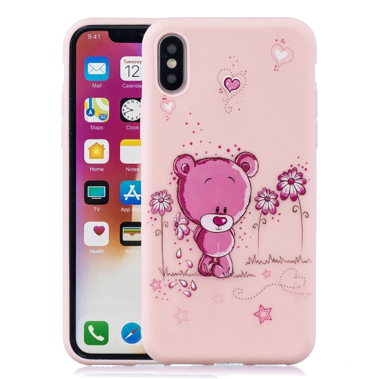 For iPhone XS Max Shockproof Protector Cover Full Coverage Silicone Case, Color:Flower Bear