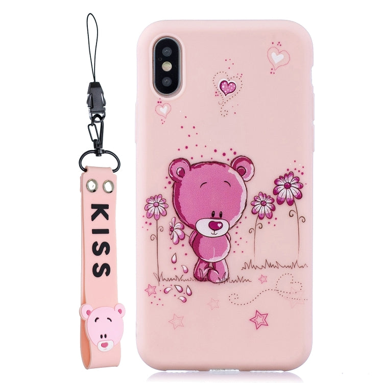 For iPhone XS Max Shockproof Protector Cover Full Coverage Silicone Case, Color:Flower Bear