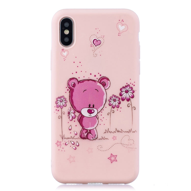 For iPhone XS Max Shockproof Protector Cover Full Coverage Silicone Case, Color:Flower Bear