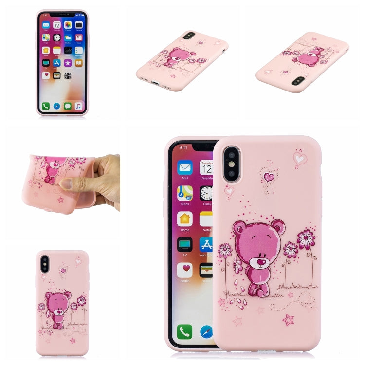 For iPhone XS Max Shockproof Protector Cover Full Coverage Silicone Case, Color:Flower Bear