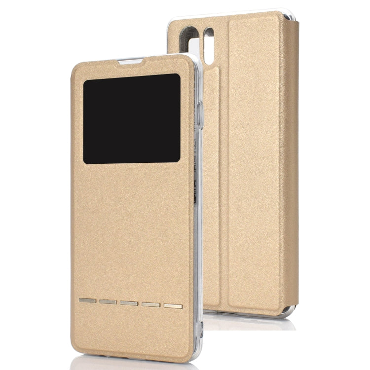 Golden Beach Intelligent Answering Brings Electric Display Window with Bracket Left and Right Flip Cover Leather Case For Huawei P30 Pro