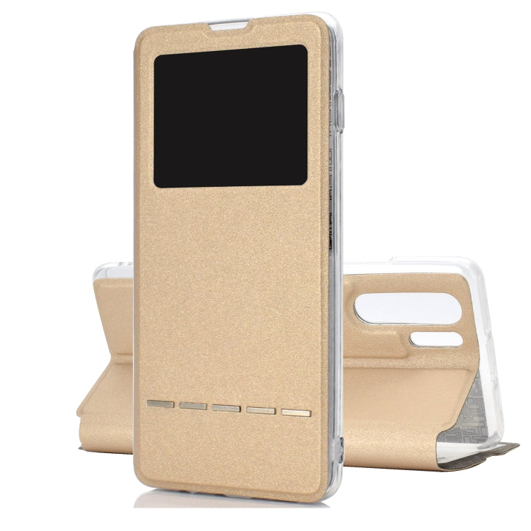 Golden Beach Intelligent Answering Brings Electric Display Window with Bracket Left and Right Flip Cover Leather Case For Huawei P30 Pro