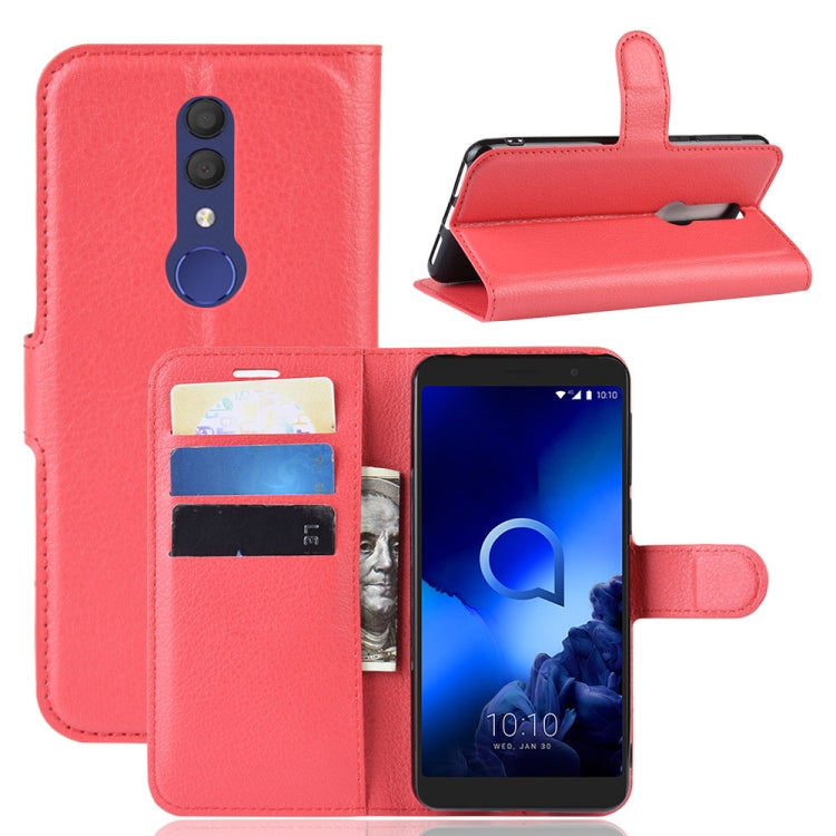 Litchi Texture Horizontal Flip Leather Case for Alcatel 1X 2019, with Wallet & Holder & Card Slots