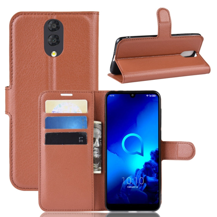 Litchi Texture Horizontal Flip Leather Case for Alcatel 3L, with Wallet & Holder & Card Slots