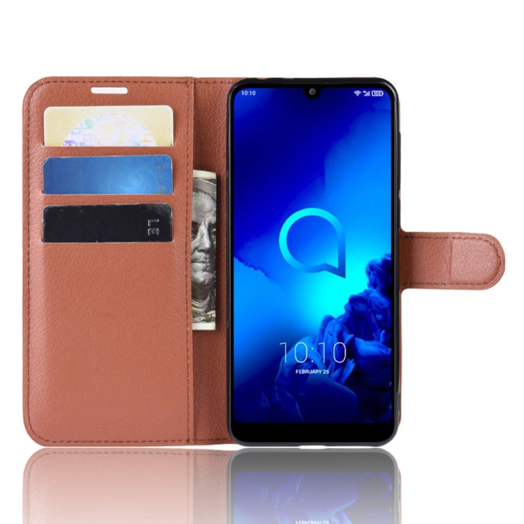Litchi Texture Horizontal Flip Leather Case for Alcatel 3L, with Wallet & Holder & Card Slots